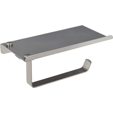 Maurer Rollenhalter mit selbstklebendem Rollregal/Schrauben. Edelstahlfarbe (1/5)
