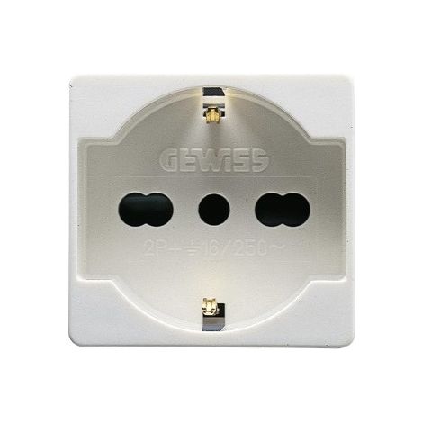 Presa Standard Bipasso Shuko 250V 2P+T 16A 2 Moduli System White