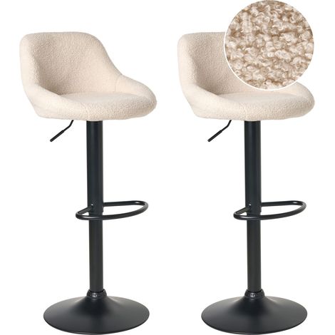 Set mit 2 Barhockern MEDULIN Bouclé drehbar Hellbeige