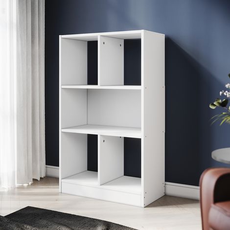 Elegant 3 Tier White Wood Bookcase and Shelves Home Office Storage Unit with Open Back 600mm (1/5)
