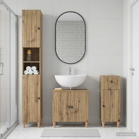 vidaXL 3 Piece Bathroom Cabinet Set ALKMAAR Artisan Oak (1/5)
