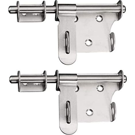 Lot de 2 serrures de sécurité coulissantes en acier inoxydable, verrou pour porte de jardin et porte de grange