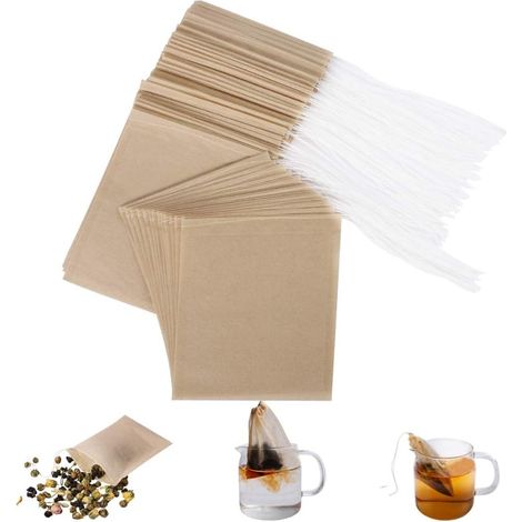 Sachets de thé lot de 200 bambou 8x10 cm avec cordon (1/4)