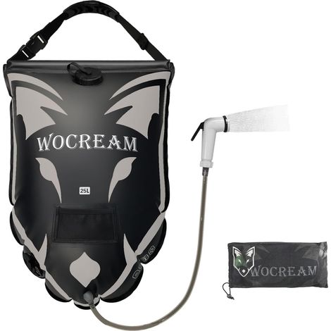 Douche Camping en Plein air, Sac de Douche de Camping 6,6 gallons/25 L, Sac de Douche en TPU, Grand débit d'eau, douchette à Main, Douche Solaire, Douche Portable pour Camping, Plage, Sac à Dos (1/5)