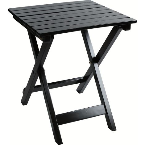 Petite table d'appoint carrée en bois, pliable, idéale pour une terrasse, un salon, une chambre, comme support pour plantes ou pour le camping. (1/5)