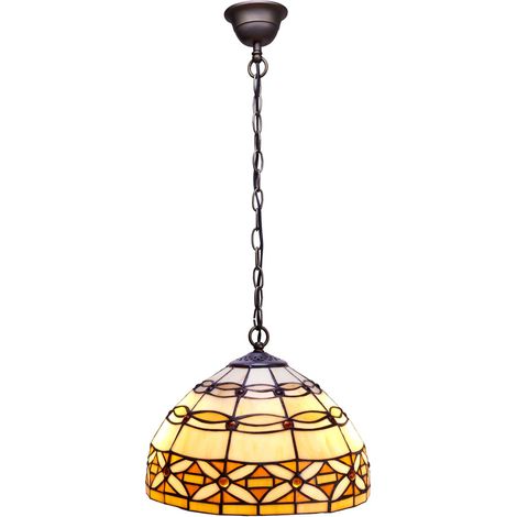 Mittelgroße Deckenpendelleuchte mit einem Durchmesser von 30 cm und einer Kette aus der Ivory-Serie