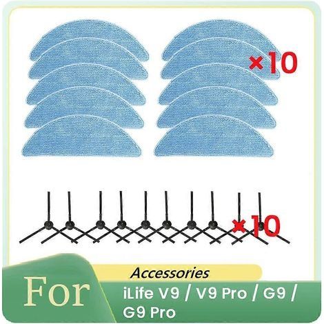 Lot de 20 brosses latérales et chiffons de rechange pour aspirateur robot iLife V9 / V9 Pro / G9 / G9 Pro (1/5)