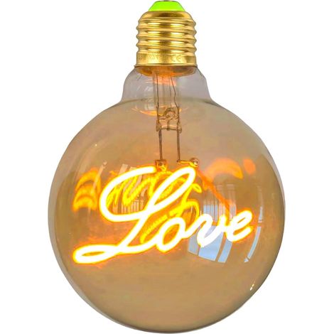 Vintage Led Ampoule Love Dimmable Chaud Décoratif Edison Pendentif Classe énergétique G G125 4W 2300K Jaune (1/5)