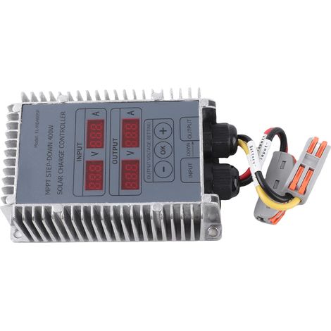 Contrôleur de charge de cellules solaires MPPT abaisseur avec affichage LED, tension de sortie réglable 1030 V, 12 V/24 V, étanche à la poussière et à l'eau, 400 W (1/5)