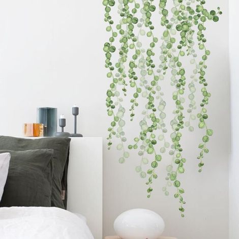 Stickers Muraux Feuilles de Vigne Autocollants Muraux Eucalyptus Feuilles Sticker Mural Plante Verte pour Salons Chambres Bureaux Canapé Fond Décoration Murale De La Maison (1/5)
