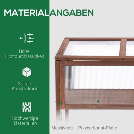 Coffre de rangement en bois surélevé 90 x 50 x 93 cm, avec couvercle, résistant aux intempéries, parfait pour jardin, balcon et terrasse, teinte marron (1/4)