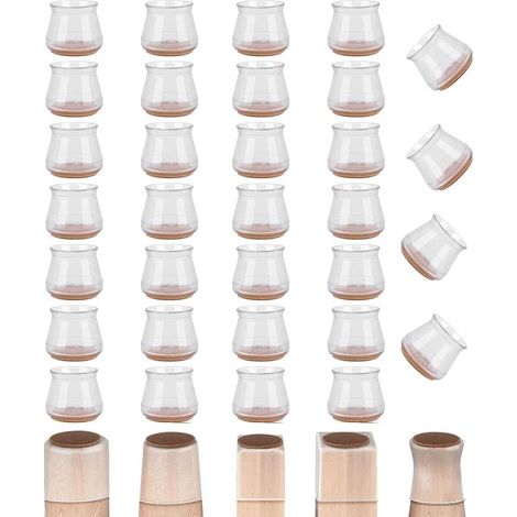 QAZQA Protection Pied de Chaise, Patins pour Meubles pour Sols en Bois Dur, Protection Pied de Chaise Silicone pour Protéger Le Sol des Rayures et du Bruit, Transparents/16 PCS Petit (1/5)