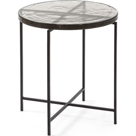 Hilfstabelle 46x46x46 rustikales Glas / Black Metall Möbel / Hilfstische für alle Stile, um dem Haus eine Note zu verleihen (1/4)
