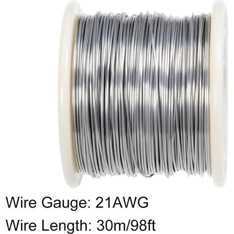 Fil résistif chauffant en nichrome 0,7 mm 21 AWG pour éléments chauffants, 30 m (98 pi) (1/4)