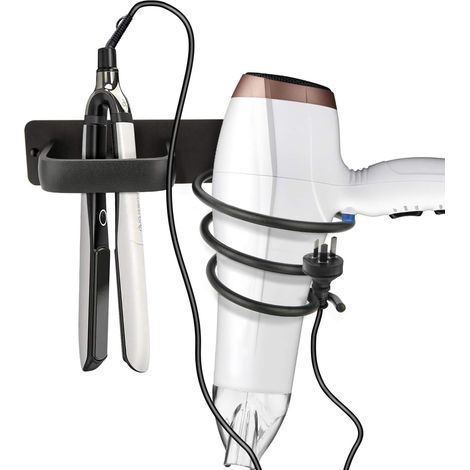 Wall-mounted holder for hair dryers and straighteners – space-saving bathroom