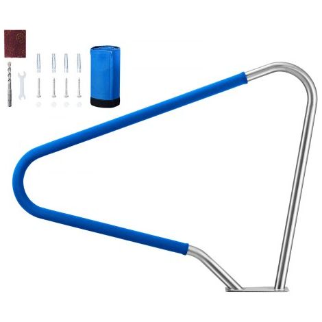 Rampe Piscine 122x91,5 cm Main Courante Piscine Acier Inox 304 Charge 100 kg Barre de Sécurité pour Bords de Piscines,Parcs Aquatiques,Centres Spa,avec Housse Antidérapante,Montage sur Sol (1/3)
