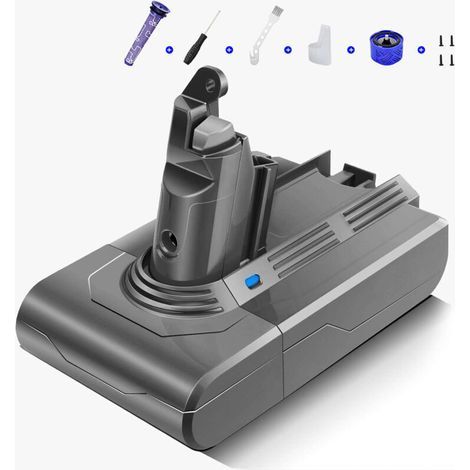 Batterie 3000 mAh 21,6 V Compatible avec Aspirateurs Sans Sac Dyson V6 DC58 DC59 DC61 DC62 DC72 DC74 SV03 SV06 SV09 + 9 Accessoires Lavables (1/4)