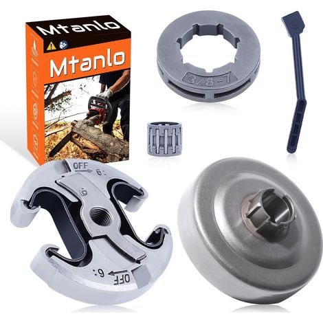 Kit de pignon de roue de 3/8 pouces pour Jonsered CS 2255, CS 2250 S, ligne de tambour d'embrayage de tronçonneuse, tambour d'embrayage, ressort de roue, ligne d'huile, roulement à aiguilles, (1/5)