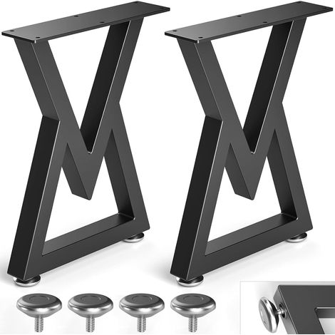 16" Métal Pieds de Table, Modèle V Lot de 2, H40cm x L30cm, Noir (1/5)