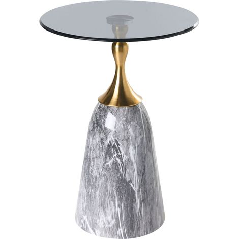 Side Table CARTER Tempered Glass Grey Marble (1/5)