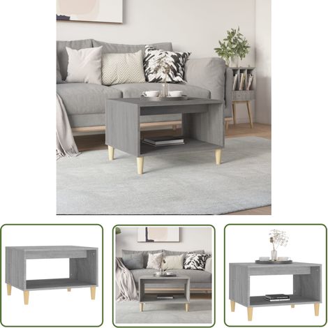 The Living Store Table basse Sonoma gris 60x50x40 cm Bois d'ingénierie - Table Basse - Meuble TV - Table D'appoint - Table En Bois - Design Moderne (1/5)