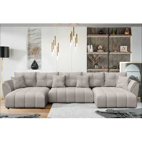 AX LIVING Couch U Form mit Schlaffunktion Antalya 382 cm beige