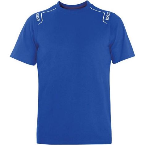 T-shirt Sparco workwear Trenton a' manches courtes TG XXXL bleu clair en coton extensible avec empie'cements en cotes douces au col et logo Azzurro XXXL