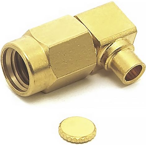 Connecteur coaxial SSMA RS PRO Mâle à angle droit, raccordement A souder 50O Montage sur câble ( Prix pour 1 )