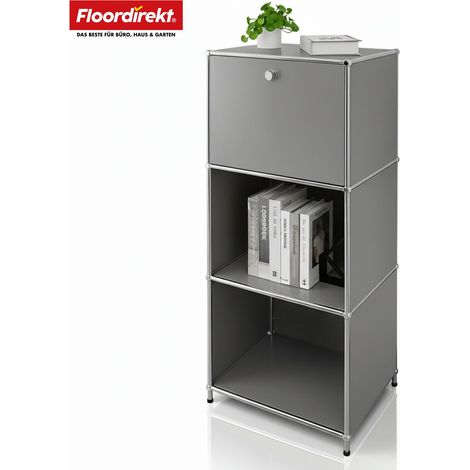 Metallregal Concept Epure MK-107 4-stöckiges Aufbewahrungsregal mit verschließbarem Fach & Ablagen Grau