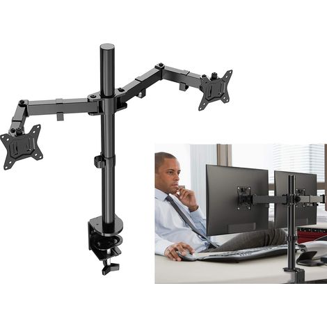 Supporto Doppio Monitor Schermi 13 a 27pollici VESA 75x75 100x100mm Max 8Kg (1/5)