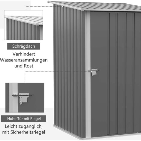 Abstellraum Metall 0,92 m², verriegelbarer Gartenaufbewahrungsschrank mit Schrägdach, 100x103x160 cm, Anthrazit (1/5)