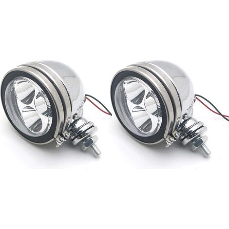 2 Phare De Brouillard Led, Métal Chromé, Rétro, Pour Moto Cafe Racer (1/5)