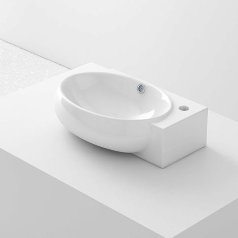Lavabo suspendu OVAL-W céramique 43x12x28 cm blanc (1/5)