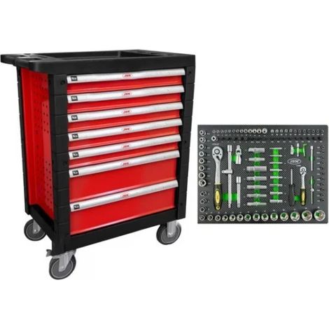 JBM SERIE468R Cassettiera rossa a 7 cassetti con termoformato 108 Pz.