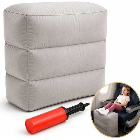 Lit d’avion gonflable – Pompe incluse – 3 positions – Gris – Enfants et adultes (1/5)