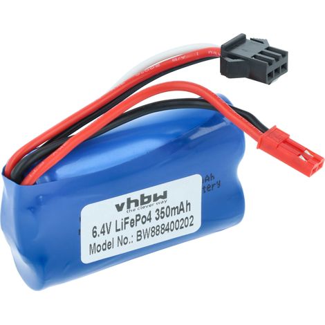 vhbw Akku für Modellbau z.B. Racing Car, Helikopter, Flugzeug (350mAh, 6,4V, Li-Ion, 55 x 39 x 17 mm, BEC)