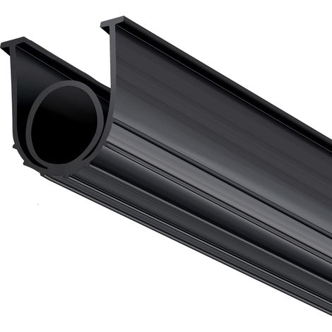 Joint de bas de porte de garage en caoutchouc, forme U + O, 4,88 m, étanchéité météo, extrémités en T de 8 mm, largeur 9,5 cm, noir. (1/5)