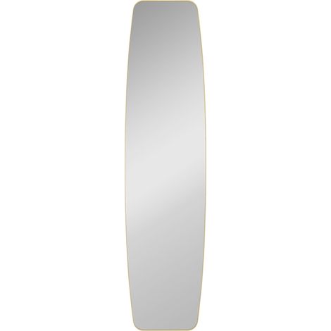 Espejo de pared con marco de metal dorado, 160 x 40 cm