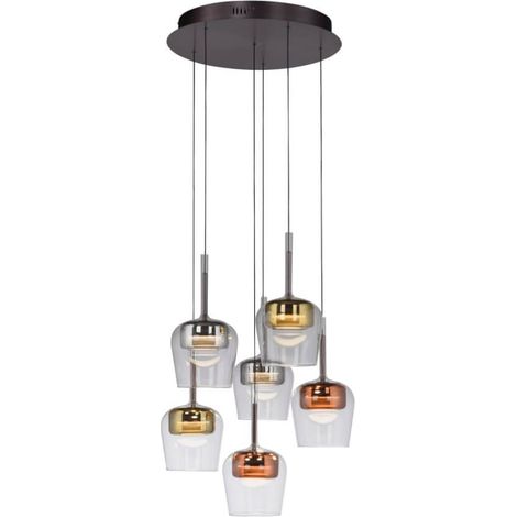 Lampe suspendue 6 lumières Q-Kon plusieurs couleurs - 2744-70