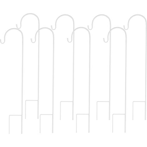 8pz Gancio Metallo per cibo Mangiatoia per Uccelli Gancio Bastone pastore Gancio Lanterna da Giardino Decorazione Vaso Supporto Porta Zampironi da giardino - 90cm Bianco