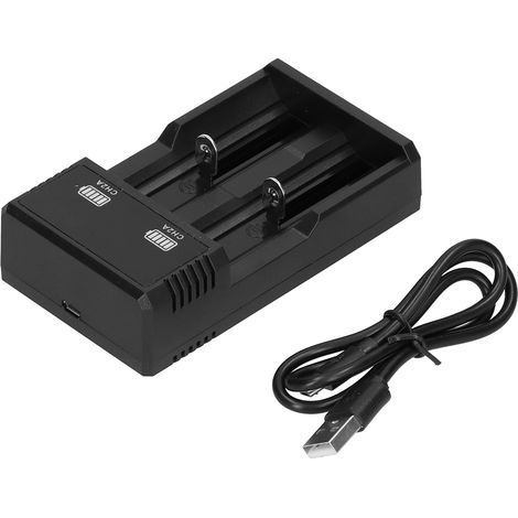 Chargeur de batterie universel 2 emplacements USB charge rapide avec voyant lumineux pour batterie lithium 18500 26650 (1/5)