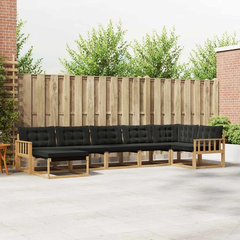 vidaXL Outdoor-Sofagarnitur 7 Stk. Weiß und Schwarz Massivholz Akazie (1/5)