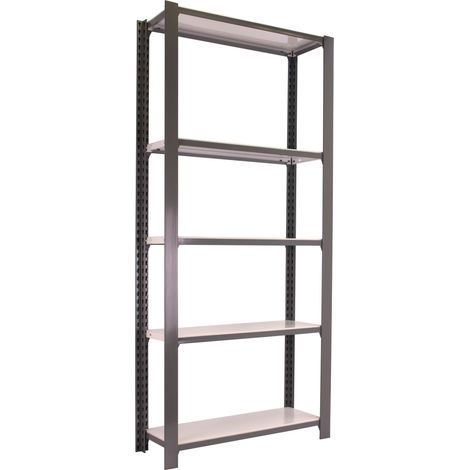 OFFICLICK Étagère 5 étagères en métal sans vis (210x90x30cm) GRIS ET BLANC (1/4)