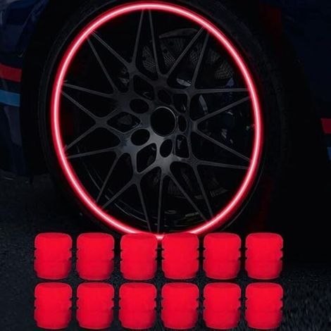 Lot de 12 Bouchons Valve Pneu Voiture Fluorescents, Bouchons de Tige de Valve de Pneu de Voiture Lumineux Universels Capuchon Anti-poussière de Voiture pour Auto, SUV, Moto, Camion (1/4)
