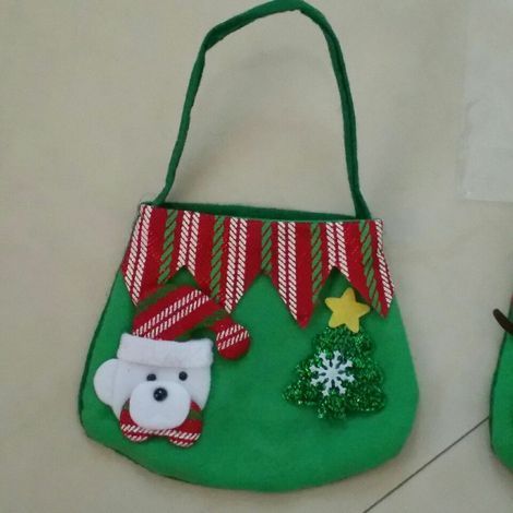 Sonstige Weihnachtsdekorationen, Geschenktüten für Heiligabend, kleine Geschenktüten für Kinder, Weihnachtsschmuck, Geschenktüten für Heiligabend (grüner Weihnachtsmann) (1/5)