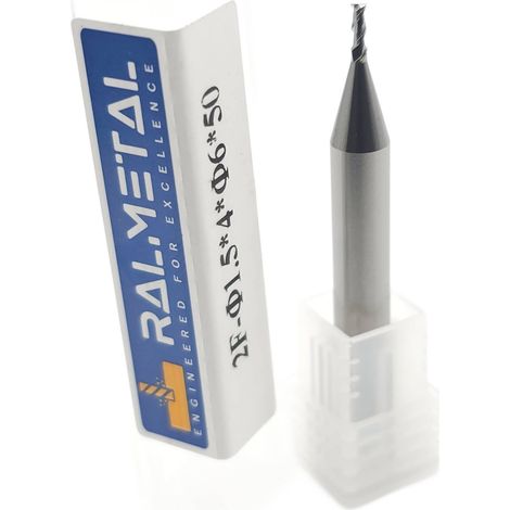 Fresa in metallo duro integrale per alluminio, 2 taglienti, 1,5 x 4 x 6D x 50 mm, durezza 45 HRC. (1/4)