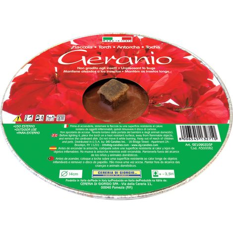 FIACCOLA ALLUMINIO AL GERANIO CM.14