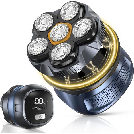 Rasoio elettrico da uomo, 2 velocità, testina magnetica 6D, impermeabile, bagnato e asciutto, tipo C per lo styling del viso e della testa calva (1/4)