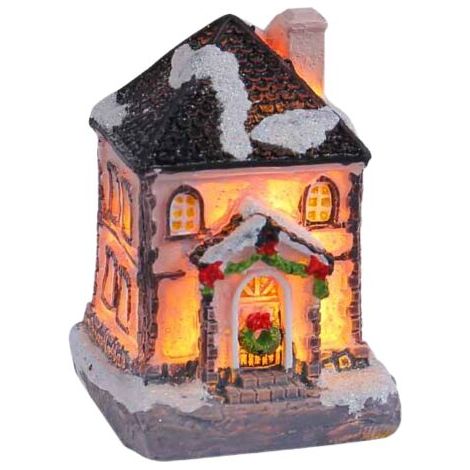 Décoration de bureau élégante Figurine d'art unique pour étagère et table-T2-62 Maisonnette lumineuse à toit noir, Modèle A (1/2)