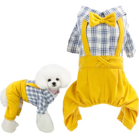 Chemise Rayée Pour Chien Et Chat Avec Nœud Papillon Jaune Vêtement Décontracté Pour Animaux De Compagnie Taille S À Xl (1/5)